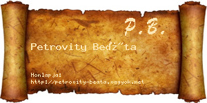 Petrovity Beáta névjegykártya